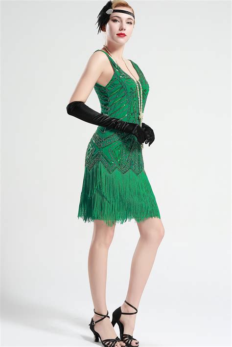 Babeyond Womens Flapper Dresses 1920s V Neck Beaded Fringed Great