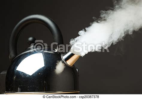 Boiling Kettle With Dense Steam Canstock