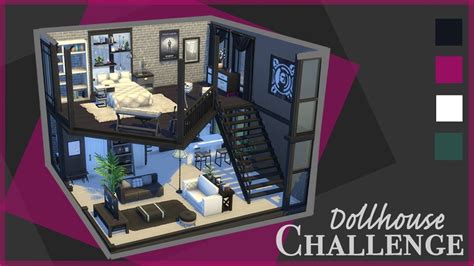 🖤 Black And White Modern Loft 🖤 Dollhouse Challenge The Sims 4