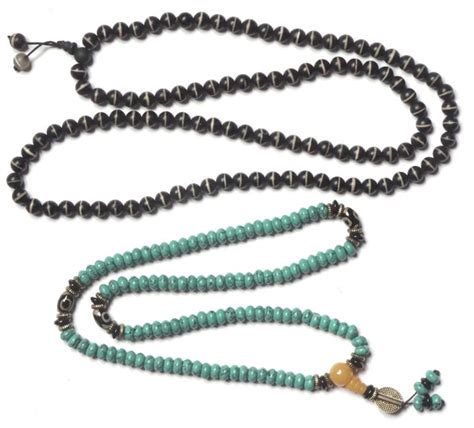 2 Buddhist Prayer Malas Dzi Agate And Turquoise Beads Catawiki