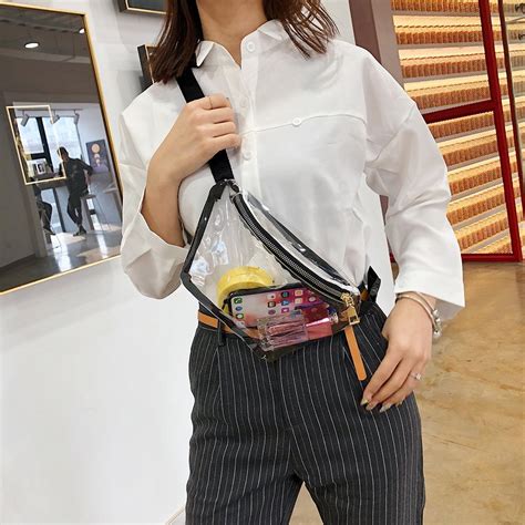 Casual Waist Bags Women Transparent Pvc Large Capacity Shoulder Belt