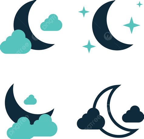 Moon Cloud Icon Set Moon Cloud Icon Png And Vector With Transparent