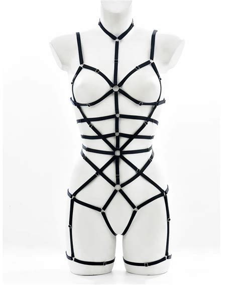 women bdsm body bondage bra garter belt set stocking cage belts gothic fetish harness set women