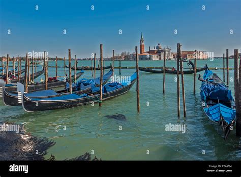 Lagoon Front Gondola Mooring Station Venice Italy Stock Photo Alamy