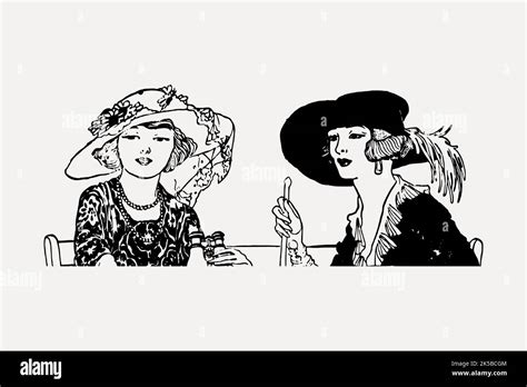 Classy Vintage Women Drawing Vintage Illustration Vector Stock Vector Image And Art Alamy