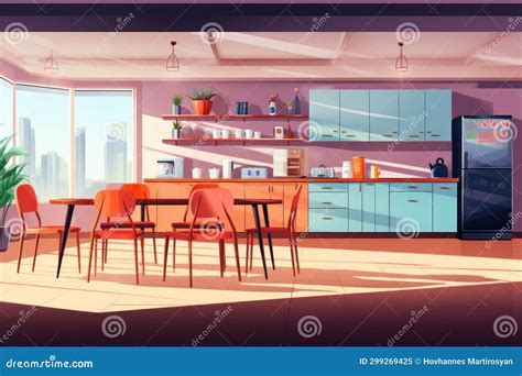 Modern Dining Room Interior Dining Room Kitchen Stock Illustration