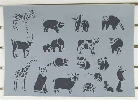 Animals Zoo Pack Stencil Mylar Plastic 190mic A4 Sheet Size Etsy Uk