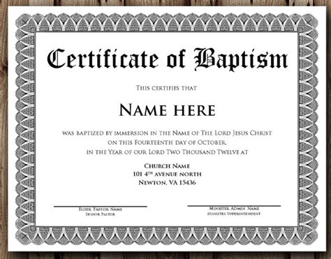 Free Certificate Of Baptism Printable Baptism Certificate