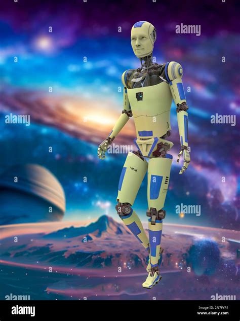 Futuristic Humanoid Robot Illustration Stock Photo Alamy