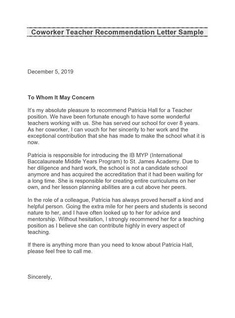 Co Worker Letter Of Recommendation Sample Collection Letter Template