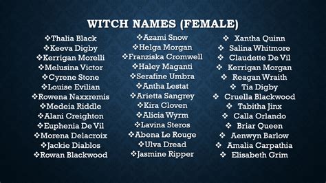 The Writers Corner — Female Witch Names Fantasy Name Generator