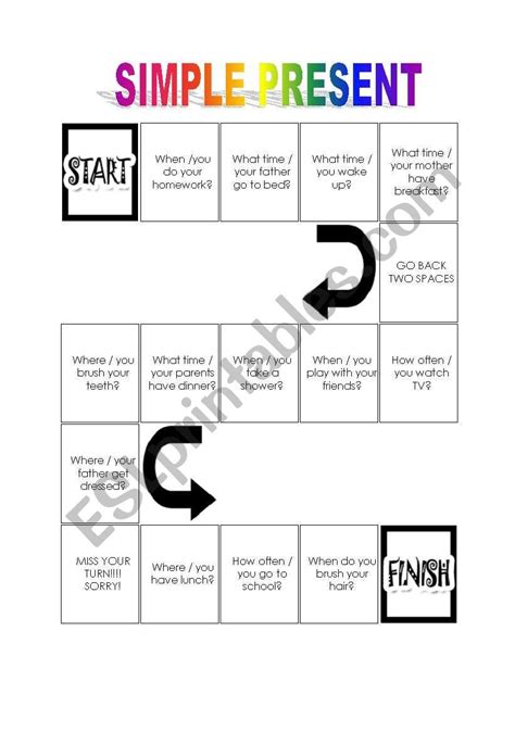 Board Game Simple Present Esl Worksheet By Beatrizr Board Games