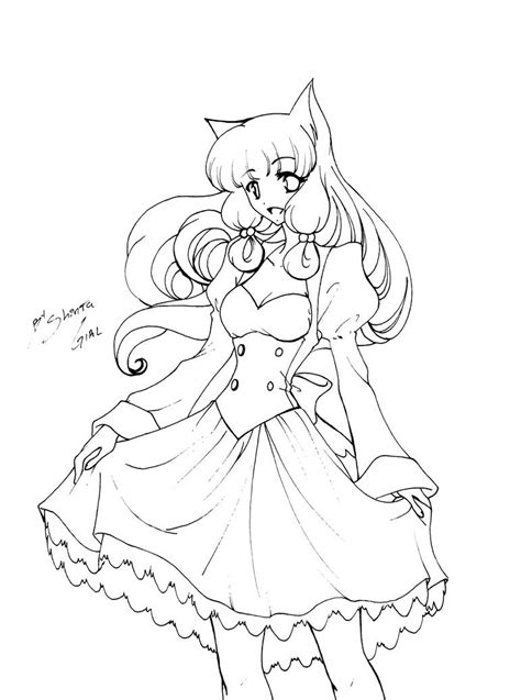 Anime Neko Girl Coloring Pages Coloring Pages
