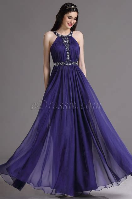 Edressit Purple Halter Evening Dress With Embroidery And Beads 00164706