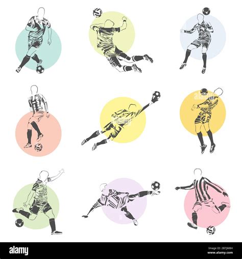 Vector Set Of Football Soccer Players Illustrations Icons With
