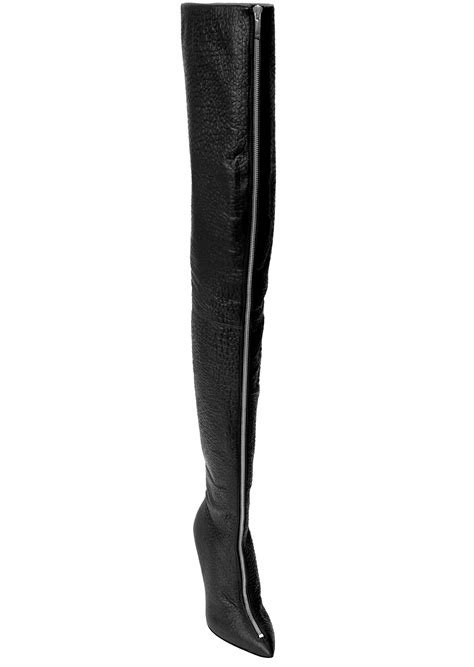 Blair Slim Black Leather Thigh High Boots Monika Chiang