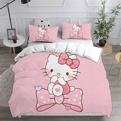 Hello Kitty Cute With A Lovely Bow Bedding Set Queen Rever Lavie