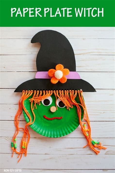 Paper Plate Witch Craft For Kids Easy Halloween Craft Halloween