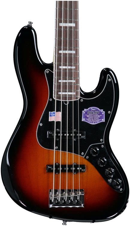 Fender American Deluxe Jazz Bass V 3 Color Sunburst Sweetwater
