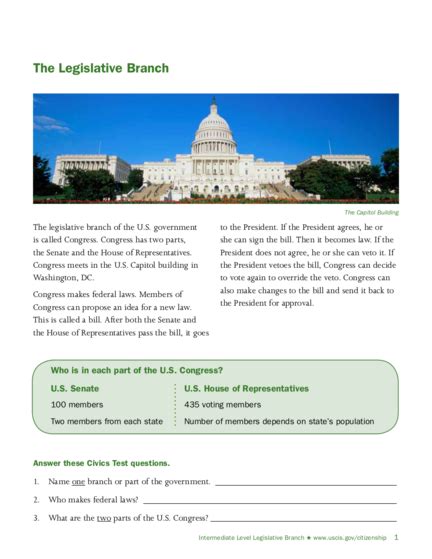 The Legislative Branch Of The United States Government