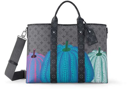 Louis Vuitton Lv X Yk Weekend Tote Pumpkin Print In Monogram Eclipse Reverse Coated Canvas With