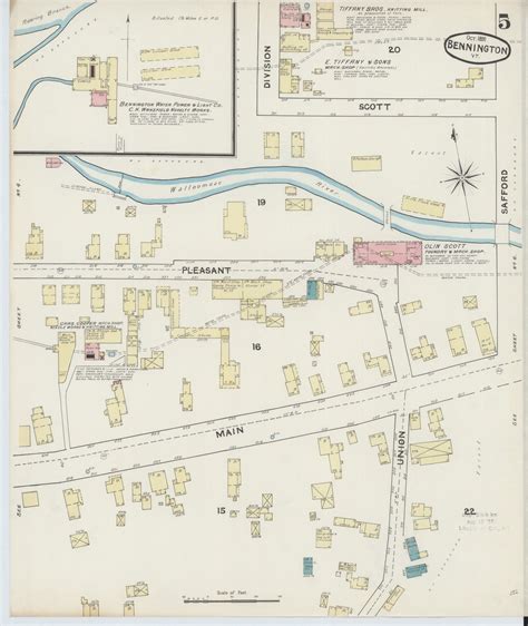 Bennington Vt Fire Insurance 1891 Sheet 5 Old Town Map Reprint Old