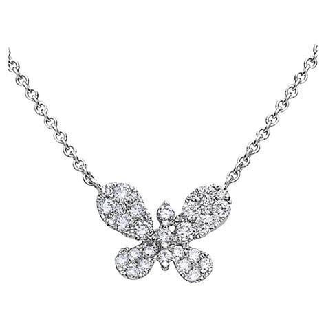 18k White Gold Butterfly Necklace With Diamonds At 1stdibs