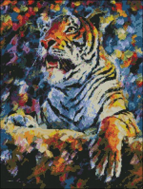 Tiger 2 Counted Needle Point And Cross Stitch Chart Patterns Etsy