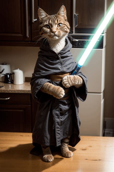 A Master Jedi Cat In The Kitchen Rstablediffusion