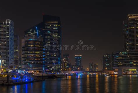Night View Of Dubai Marina United Arab Emirates Editorial Stock Image