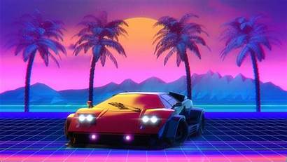 Retro Lamborghini 80s Countach Neon Palm Wallpapers