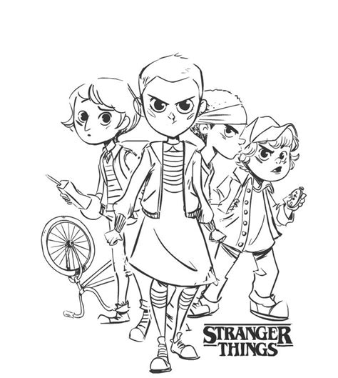 Chibi Stranger Things Characters Coloring Pages - XColorings.com
