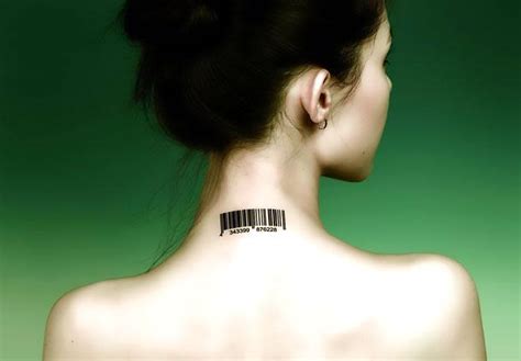 Back Of Neck Barcode Tattoo Idea