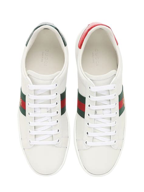 Gucci New Ace Embroidered Bee Leather Sneakers In White Lyst