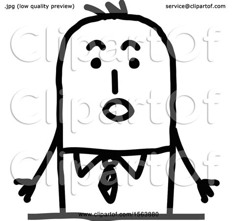 Clipart Of A Surprised Stick Man Royalty Free Vector Illustration By