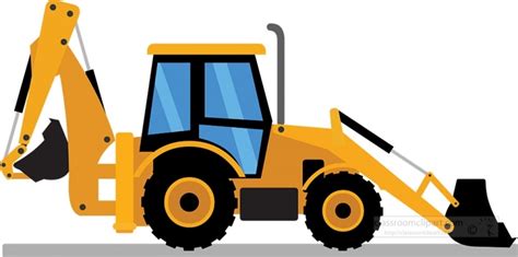 Construction Clipart Backhoe Loader Excavating Machine With Movable