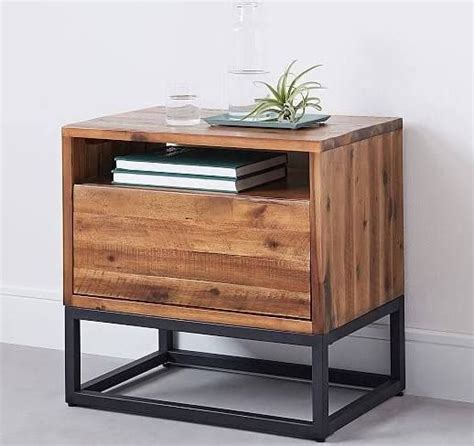 Penelope nightstand small acorn this small piece of furniture is a space saving product that serves as a nightstand. wood and metal nightstand | Wood nightstand, Vintage ...