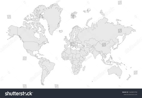 High Detail World Map Country Borders Vetor Stock Livre De Direitos