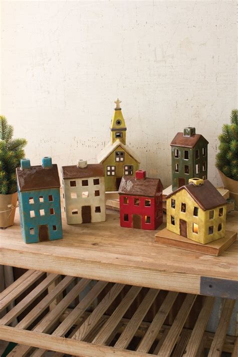 Set Of 6 Ceramic Villages Pottery Houses Ceramic Houses Pottery