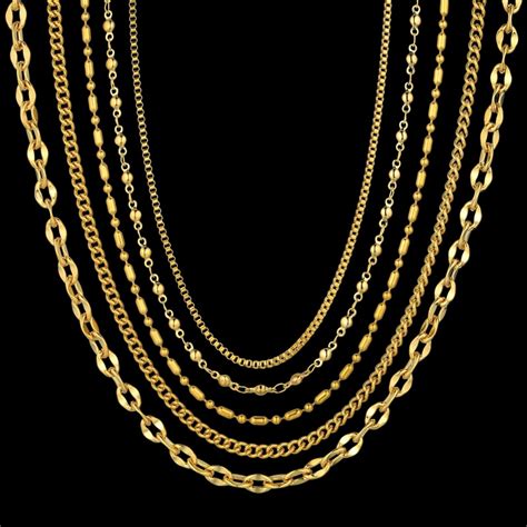 Buy 5 Types Of Womens Golden Chain Necklace For Women