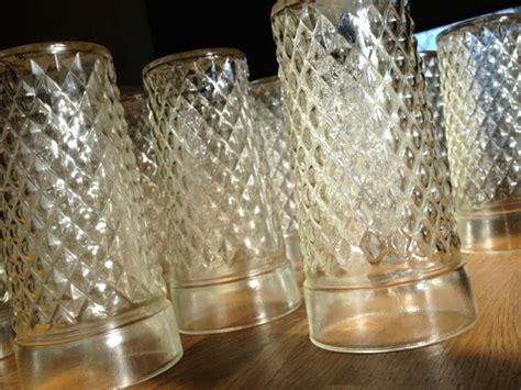 Set Of 8 Vintage Diamond Cut Drinking Glasses By Museredesign
