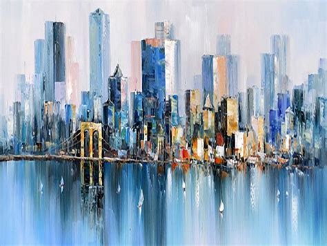 Large City Art Abstract Painting Urban Art New York Skyline Etsy