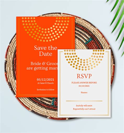 African Traditional Wedding Invitation Set In Earthy Terra Monafrique
