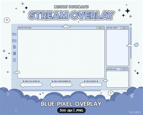 Twitch Blue Pixel Overlay Stream Overlay Streamer Graphics Etsy