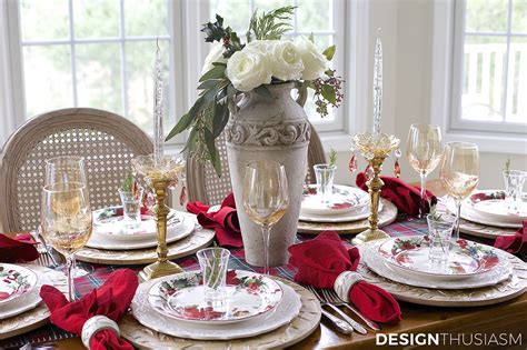 How To Create A Cozy Christmas Tablescape With Floral And Plaid