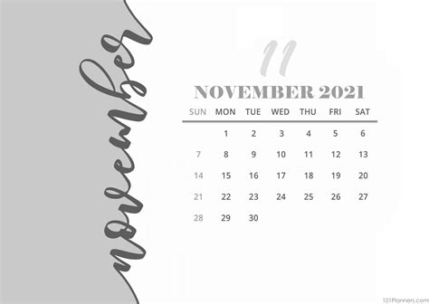 Free Printable November 2021 Calendar Customize Online