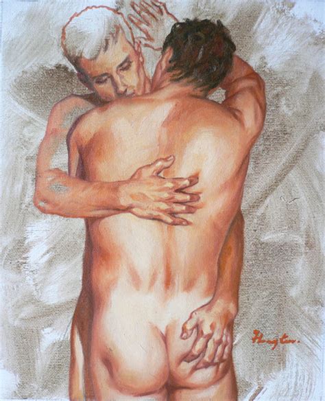 Original Man Oil Painting Gay Body Art Male Nude By The Free Nude Hot