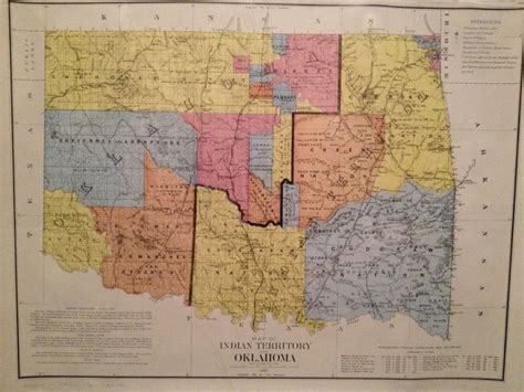 1890 Poster Map Of Indian Territory And Oklahoma Railroads