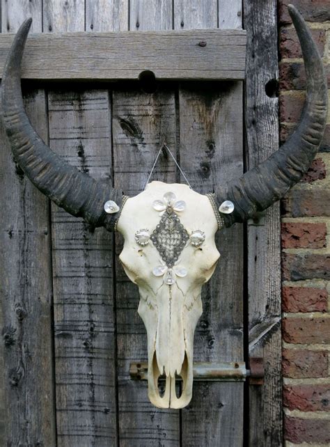 Iridescent Beaded Buffalo Skull Wall Art Denim And Bone Denim And
