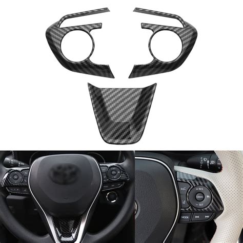 Inner Steering Wheel Cover Trim Kit For Toyota Rav4 2019 2021 Carbon